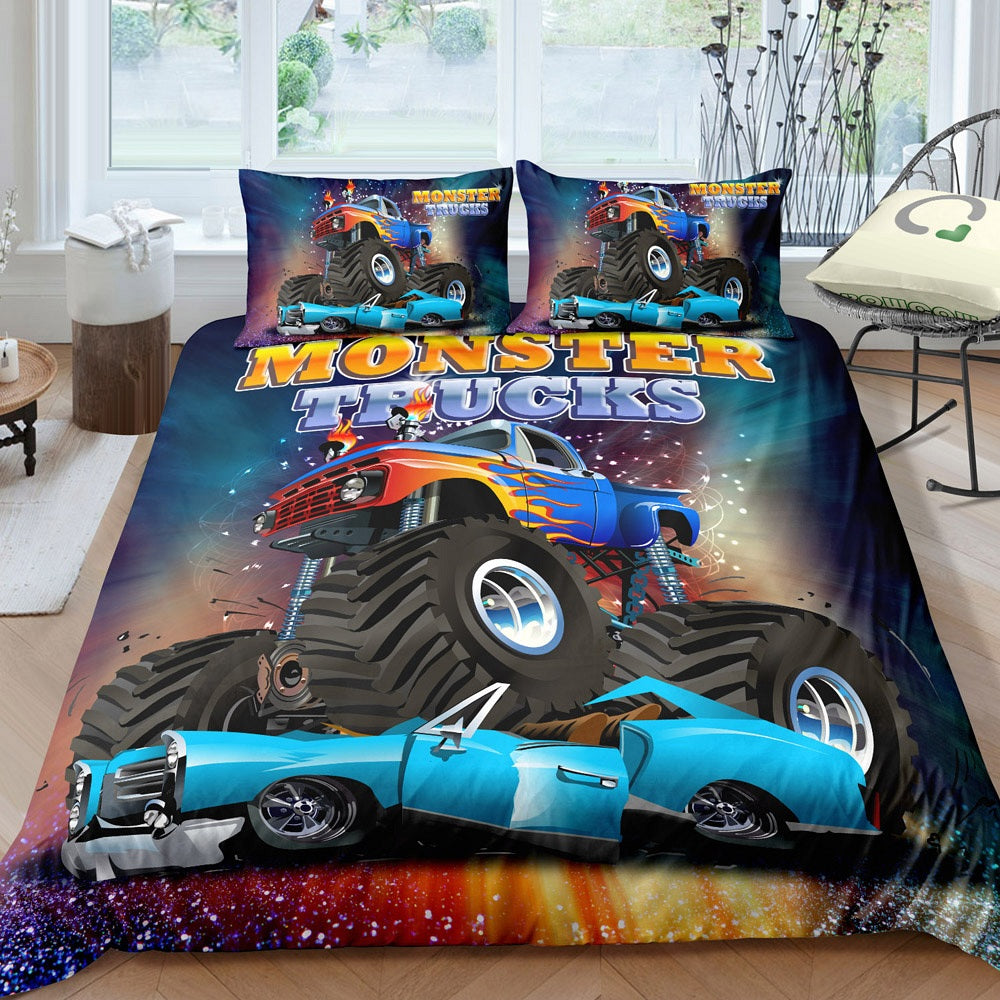 car-crushing-monster-truck-duvet-bedding-set