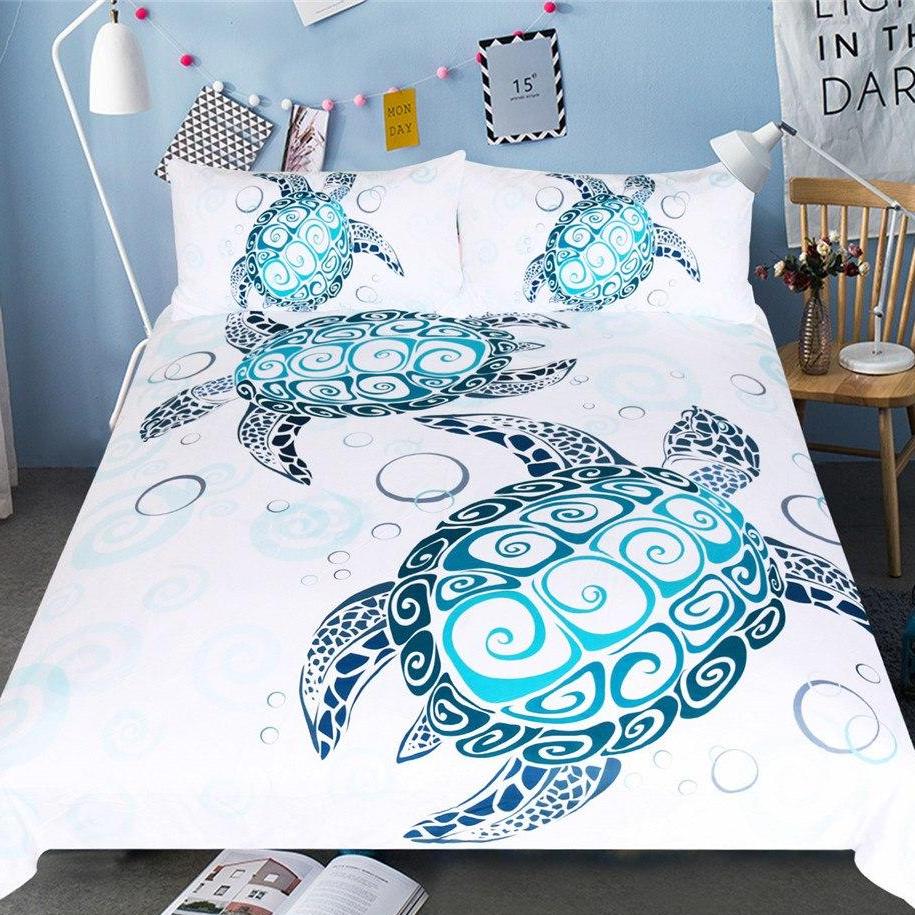 white-sea-turtle-pattern-duvet-bedding-set